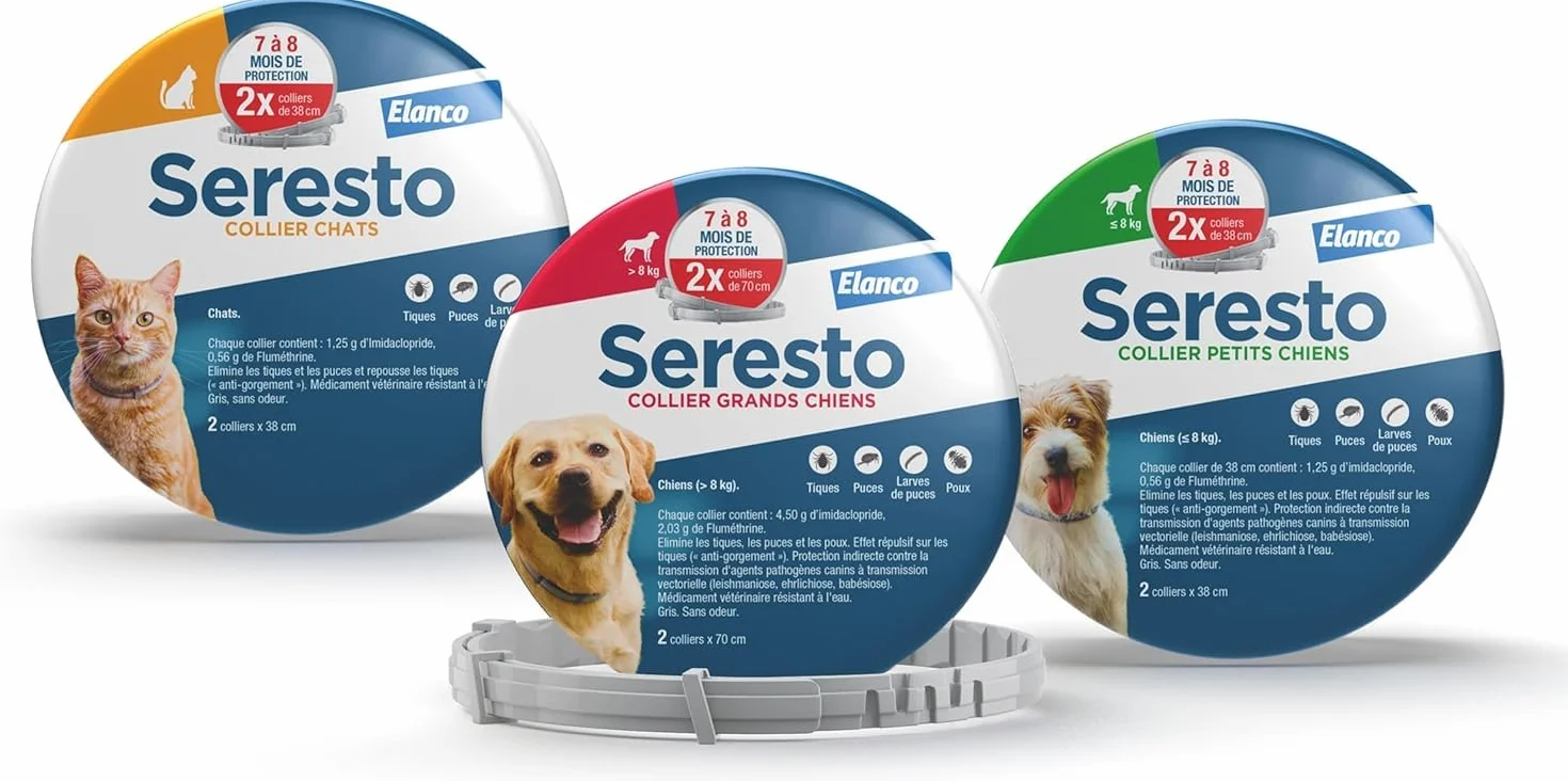 Seresto Collier anti puces et anti tiques pour chat – Protection longue durée 7-8 mois – Gris