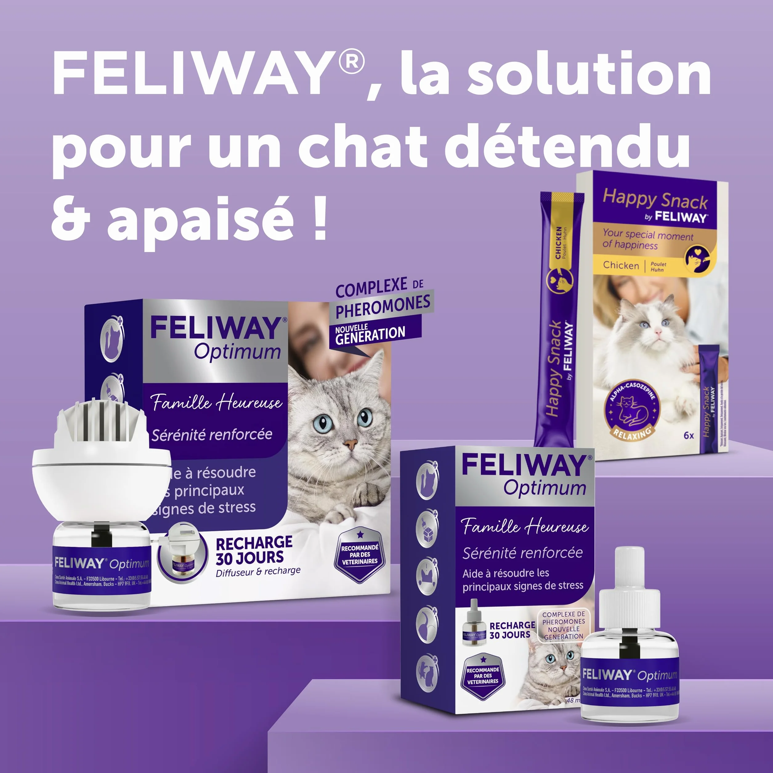 FELIWAY Optimum Recharge 30 Jours Anti-Stress pour Chat Phéromones Apaisantes