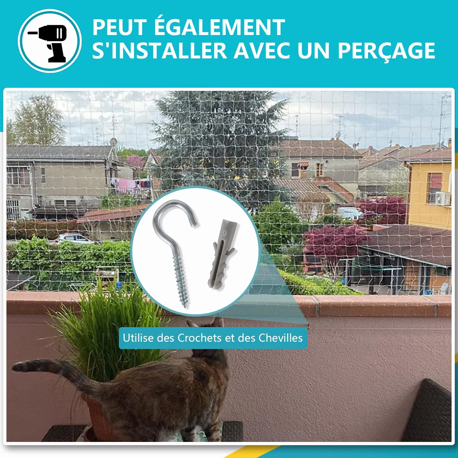 Filet de Balcon Protection sans Perçage 8x3m Transparent pour Sécuriser Balcons Terrasses
