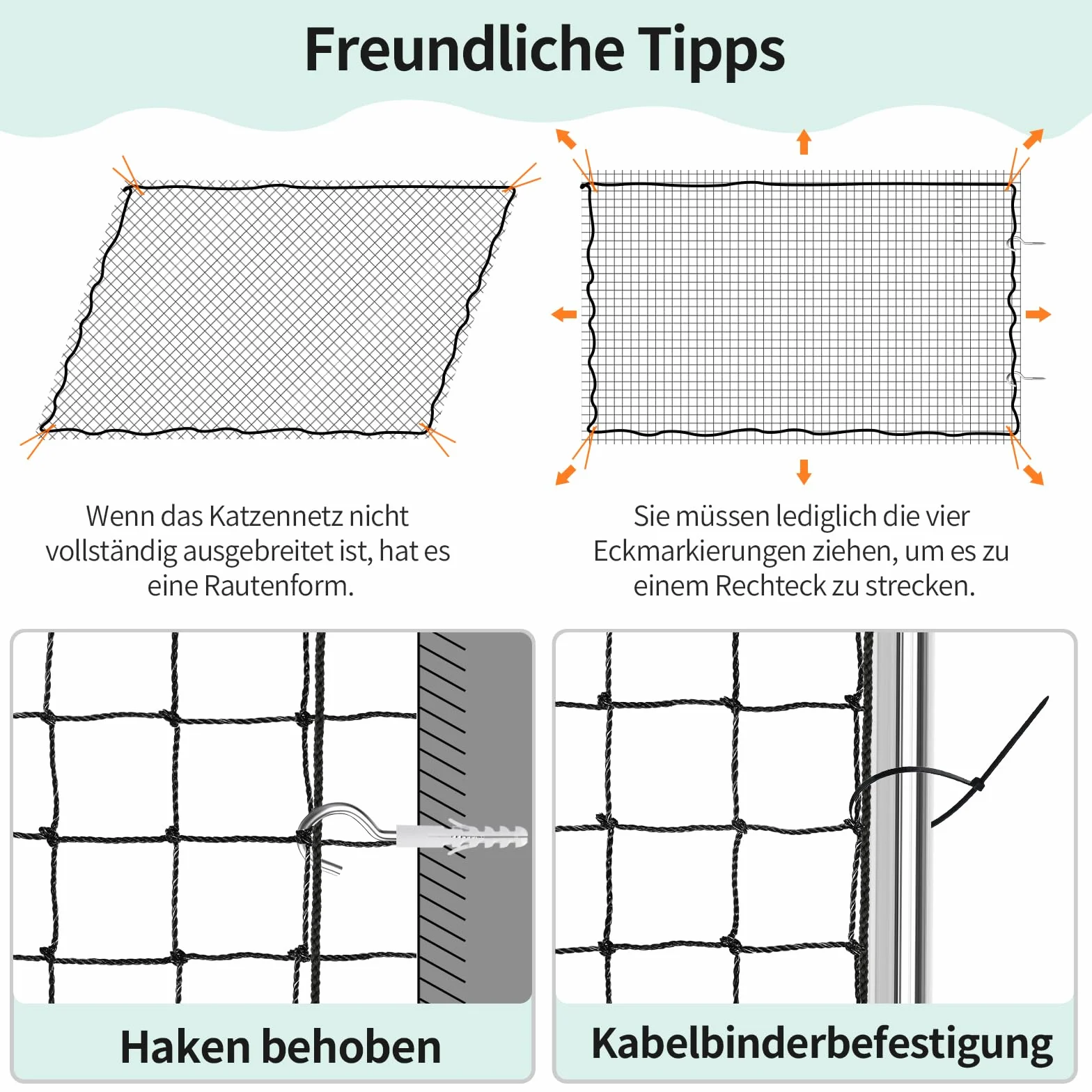 Filet Chat Balcon Renforcé 3x4m, Filet de Protection sans Percage, Grillage Fenetre Anti Chats avec Crochet Fixation