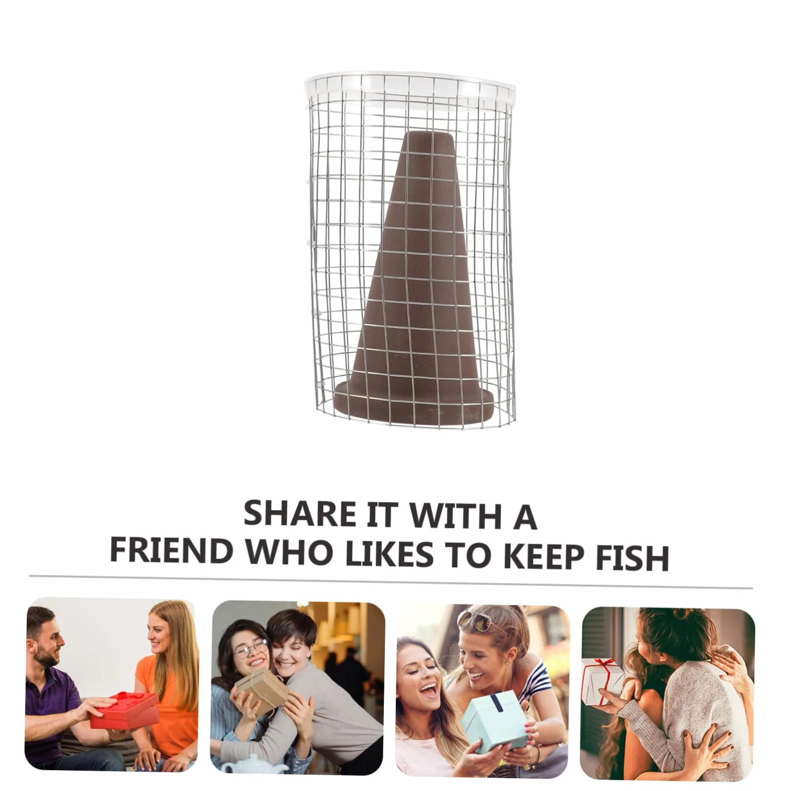 Toyvian Cône de Reproduction pour Poissons en Argile avec Filet Isolant et Rainure Inférieure, Protège Œufs de Poisson et Crevettes