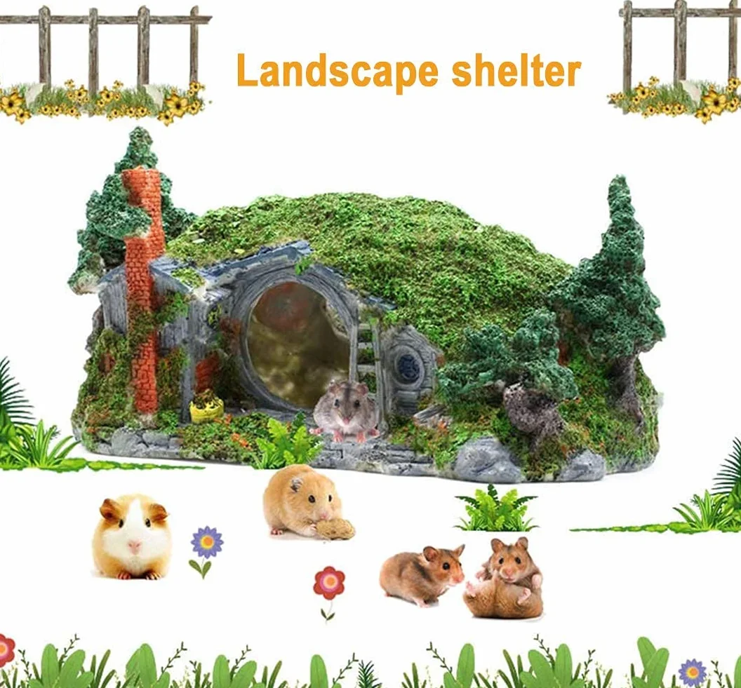 OMEM Reptile Hideout Aquarium Décoration Rockery Gecko Snake Wetland