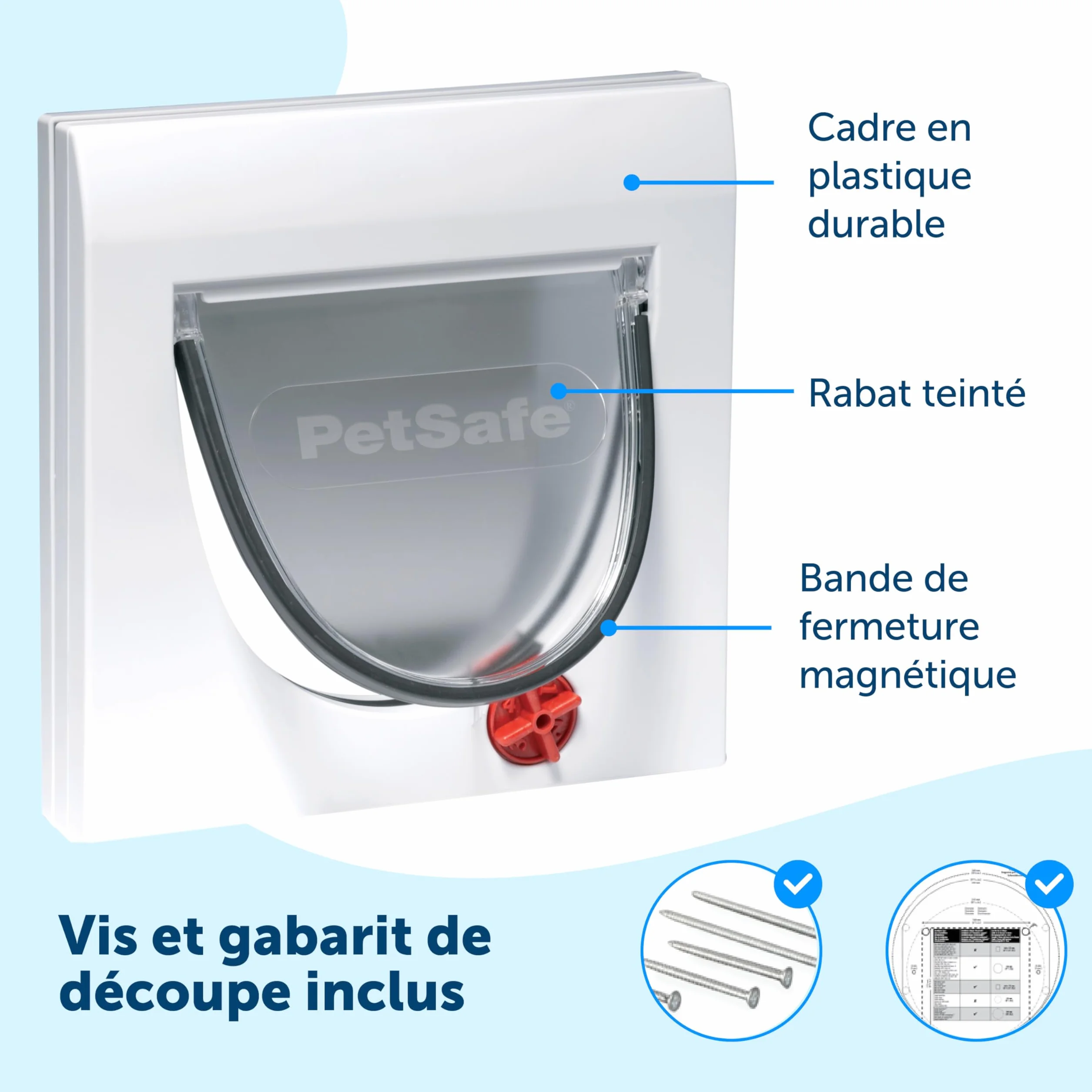PetSafe Chatière Classique Staywell 4 options fermeture magnétique pour chat jusqu'à 7kg blanc