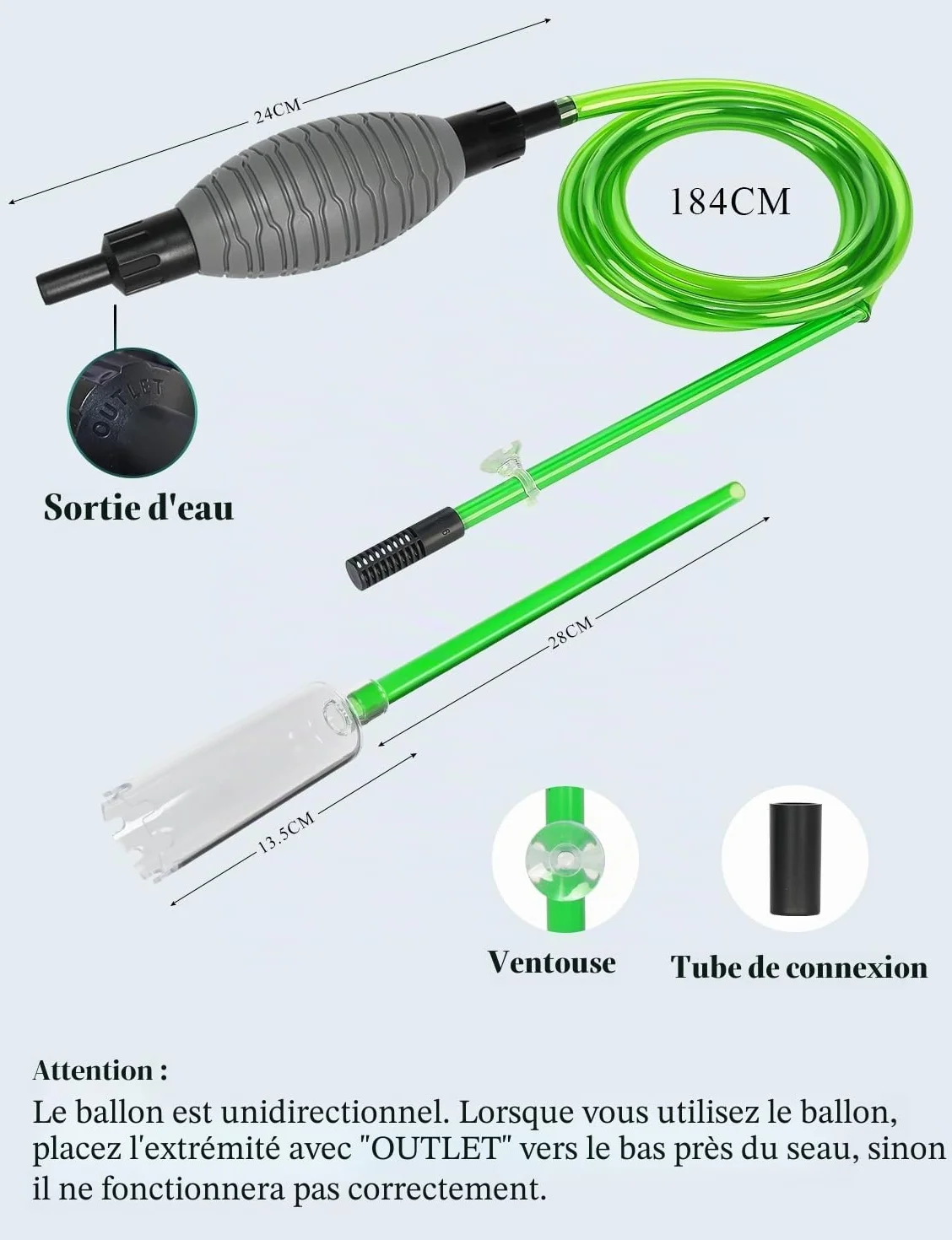 Boxtech Aquarium Changer l'eau, Kit de Nettoyage Gravier avec Siphon
