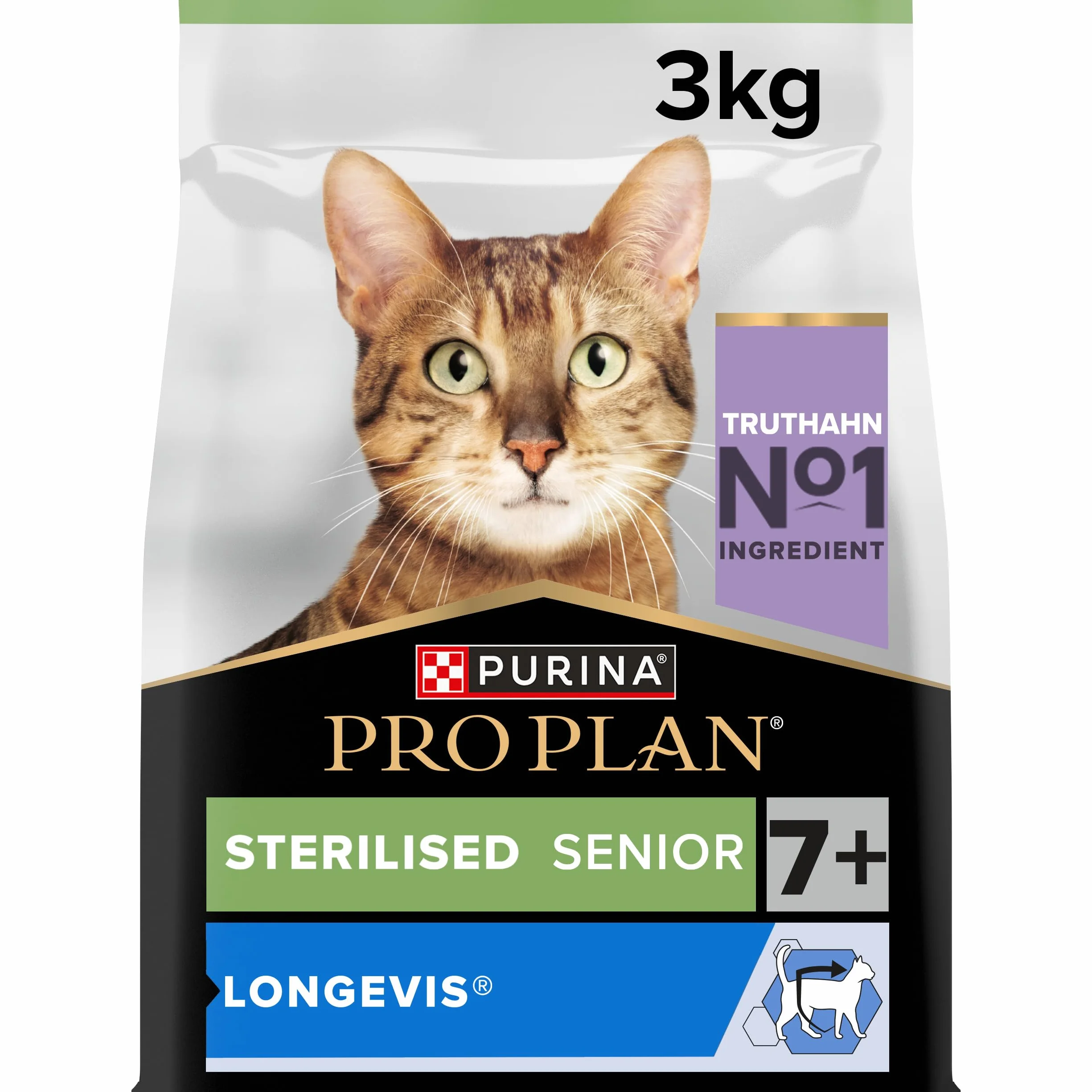 PURINA PRO PLAN LONGEVIS Sterilised 7+ Croquettes Dinde Sac 3 kg Chat Senior Stérilisé