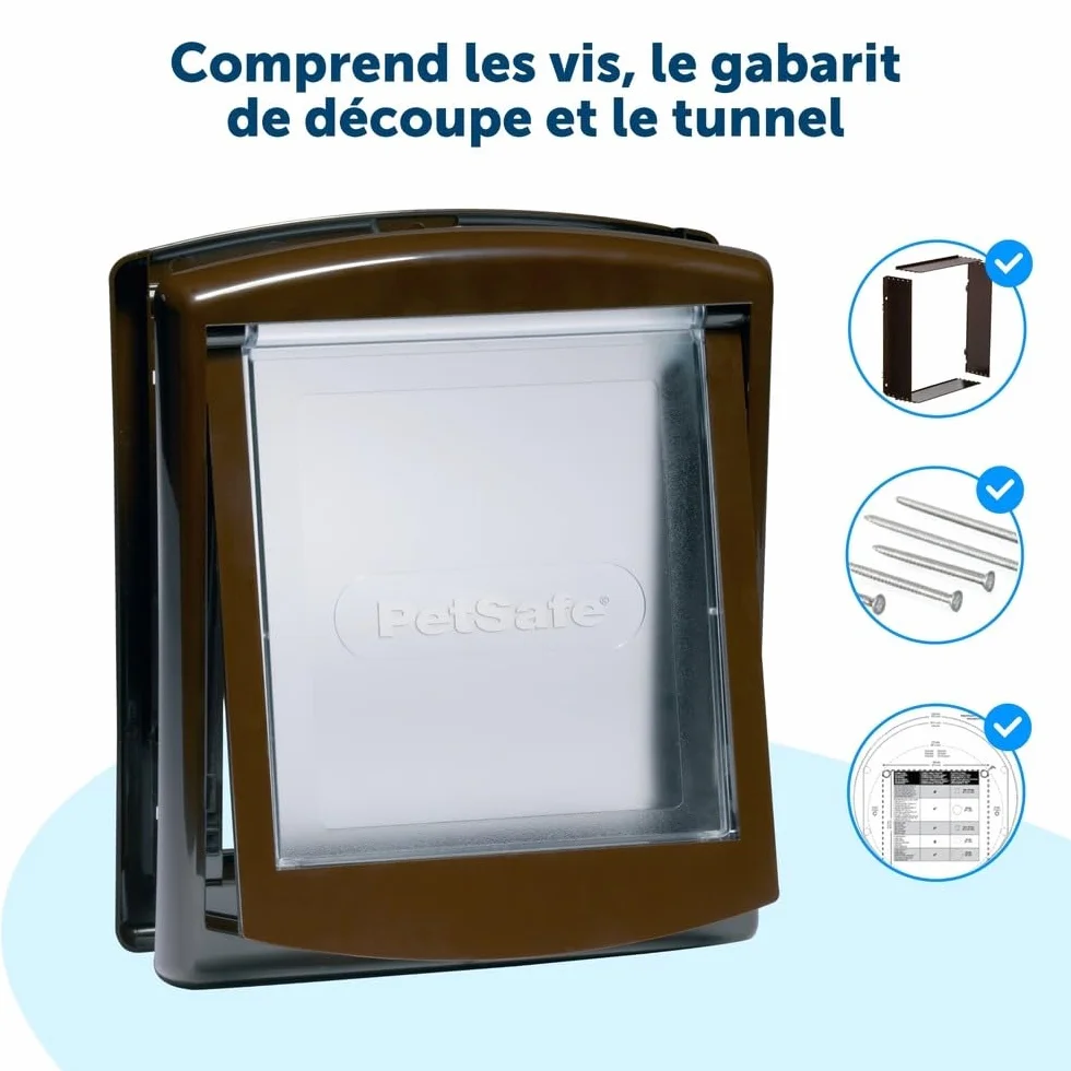 PetSafe Porte pour Animaux de Compagnie 2 Options de Fermeture Chatière Grand Blanc