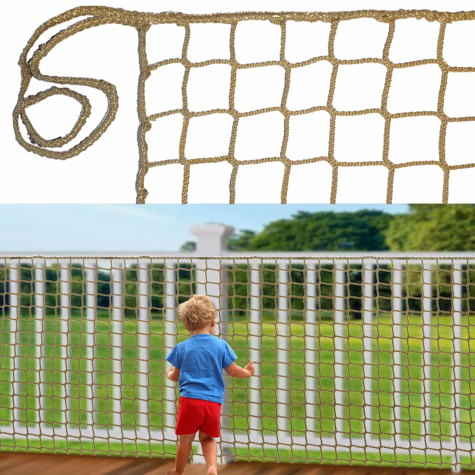 Filet de sécurité pour enfants escaliers balustrade balcon chat sans nœuds polyester marron 1,5 x 2 m