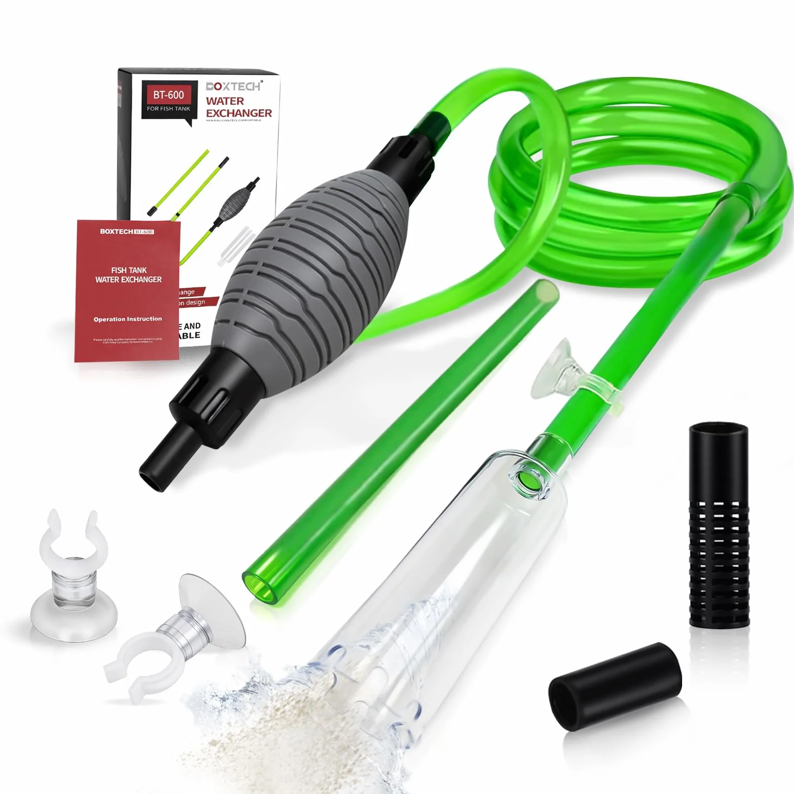 Boxtech Aquarium Changer l'eau, Kit de Nettoyage Gravier avec Siphon
