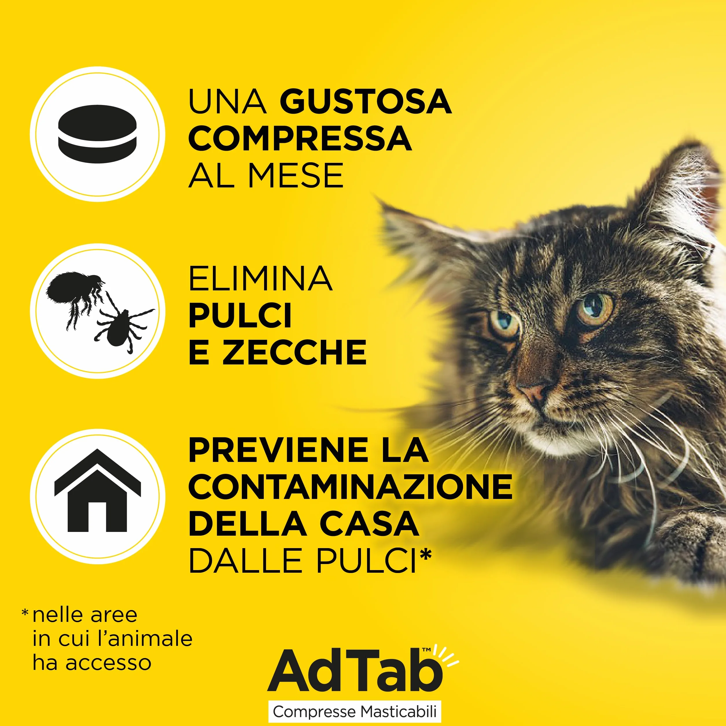 AdTab Comprimés à croquer pour Chats 2,0-8,0 kg - 3 comprimés