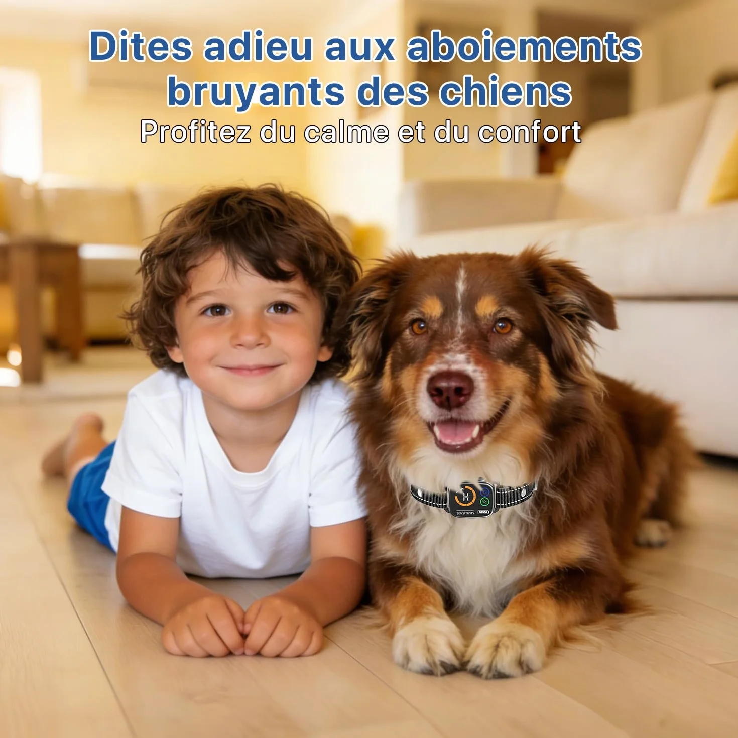 Collier Anti Aboiement Chien Électrique 6 Niveaux IP67 Rechargeable Noir