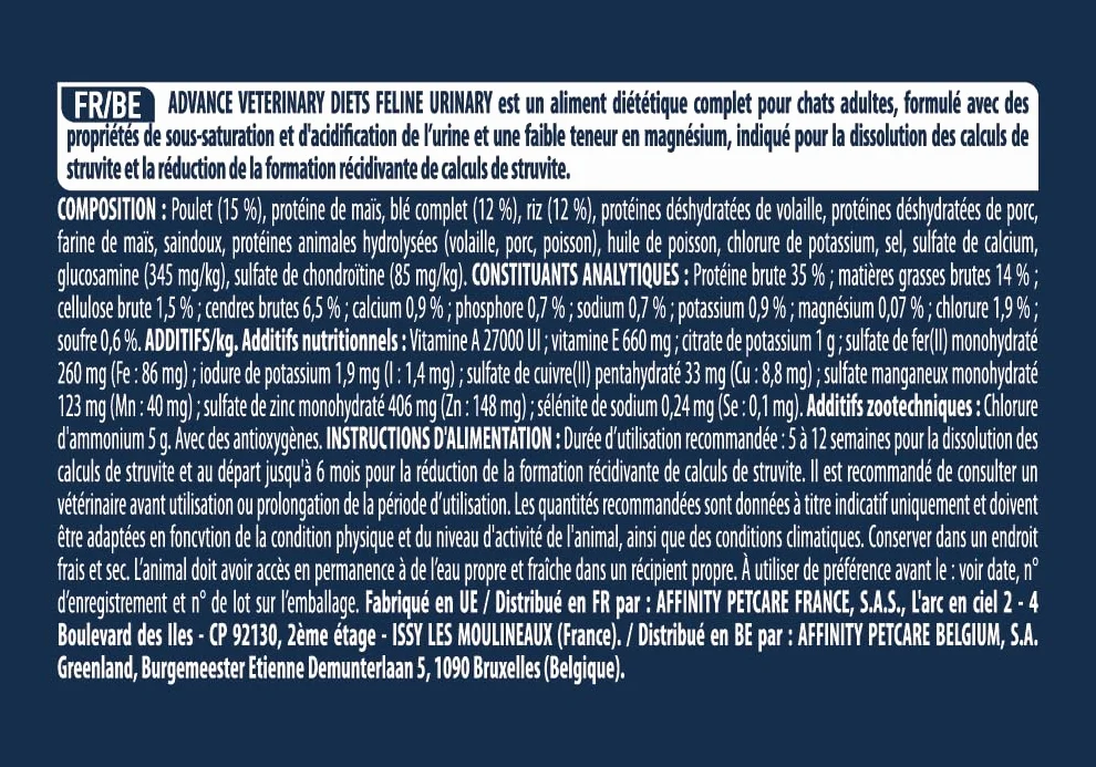 Advance Veterinary Diets Urinary Croquettes pour Chats Protection Appareil Urinaire 8kg
